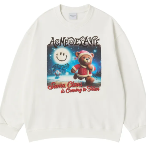 Áo Nỉ Running Santa Bear Kem