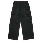 Quần Wide Cargo Damage Washed Đen