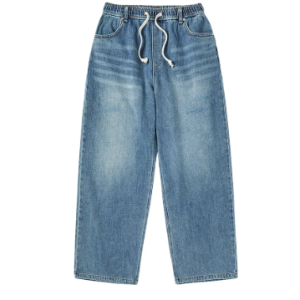 Quần Denim Destroyed Banding Xanh Dương