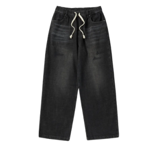 Quần Denim Destroyed Banding Đen