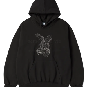 Áo Hoodie Lettering Rabbit Đen