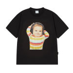 Áo thun Baby Face Stripe Headset Đen (Domestic Duty Free Exclusive)